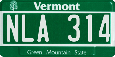 VT license plate NLA314