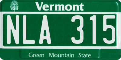 VT license plate NLA315