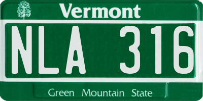 VT license plate NLA316