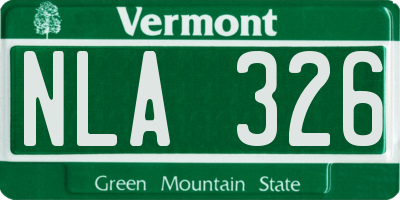 VT license plate NLA326