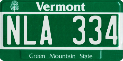 VT license plate NLA334