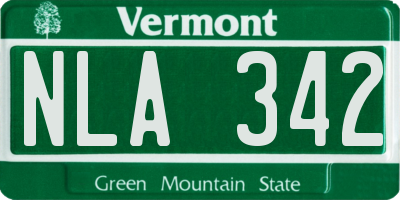 VT license plate NLA342
