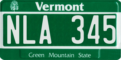 VT license plate NLA345