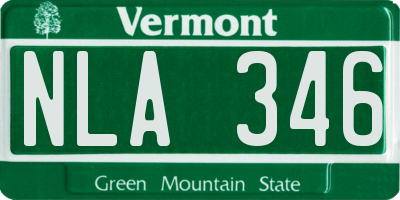VT license plate NLA346