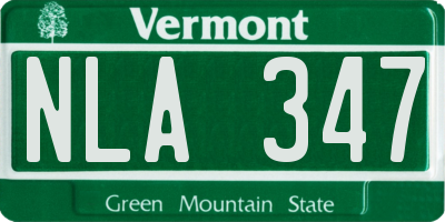 VT license plate NLA347