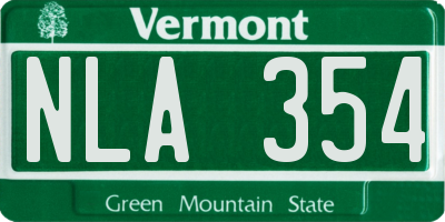VT license plate NLA354