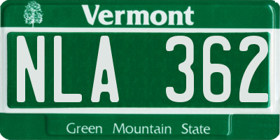 VT license plate NLA362