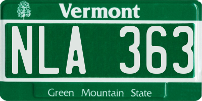 VT license plate NLA363