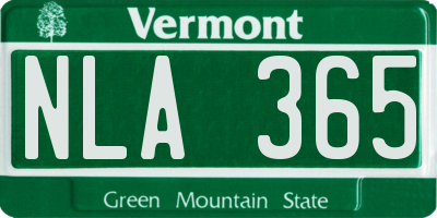 VT license plate NLA365