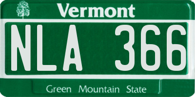 VT license plate NLA366