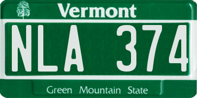 VT license plate NLA374