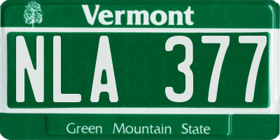 VT license plate NLA377