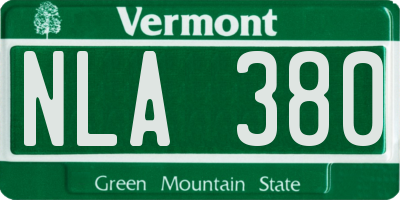 VT license plate NLA380