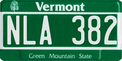 VT license plate NLA382