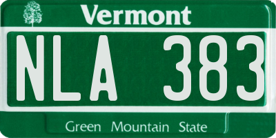 VT license plate NLA383
