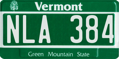 VT license plate NLA384