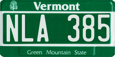 VT license plate NLA385