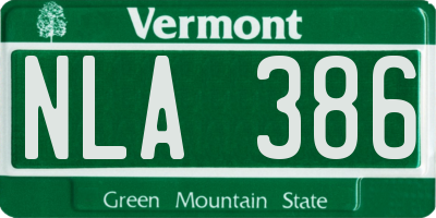 VT license plate NLA386