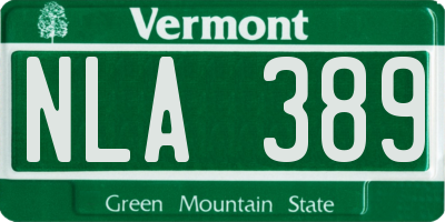 VT license plate NLA389