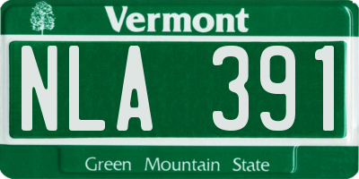 VT license plate NLA391