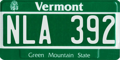 VT license plate NLA392