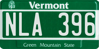VT license plate NLA396