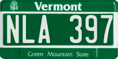 VT license plate NLA397