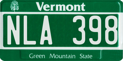 VT license plate NLA398