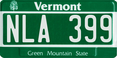 VT license plate NLA399