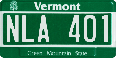 VT license plate NLA401