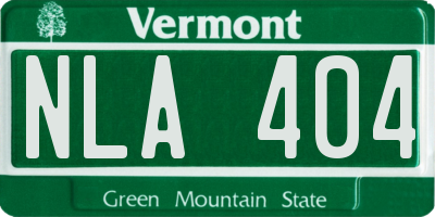 VT license plate NLA404