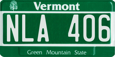 VT license plate NLA406