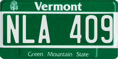 VT license plate NLA409