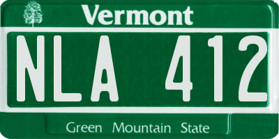 VT license plate NLA412