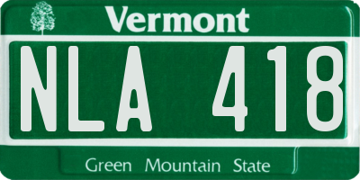 VT license plate NLA418