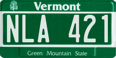 VT license plate NLA421
