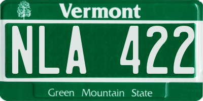 VT license plate NLA422