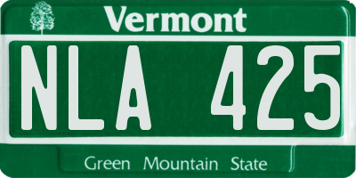 VT license plate NLA425