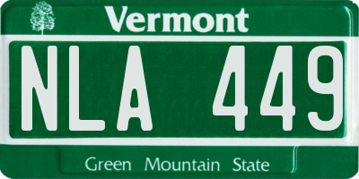 VT license plate NLA449
