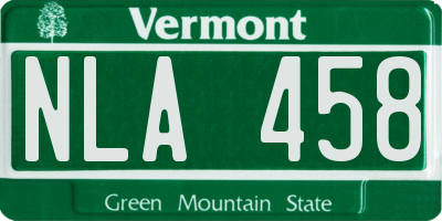 VT license plate NLA458
