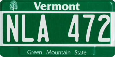 VT license plate NLA472