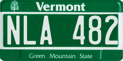VT license plate NLA482