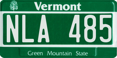 VT license plate NLA485