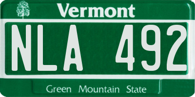 VT license plate NLA492