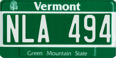VT license plate NLA494