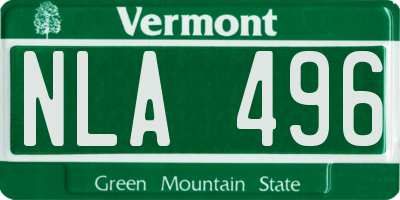 VT license plate NLA496