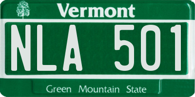 VT license plate NLA501