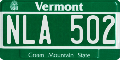 VT license plate NLA502