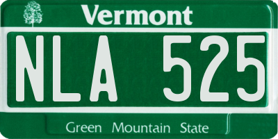 VT license plate NLA525