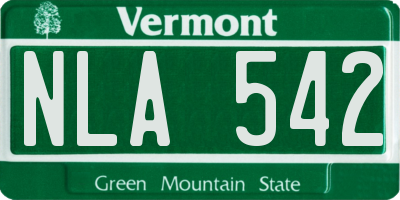 VT license plate NLA542